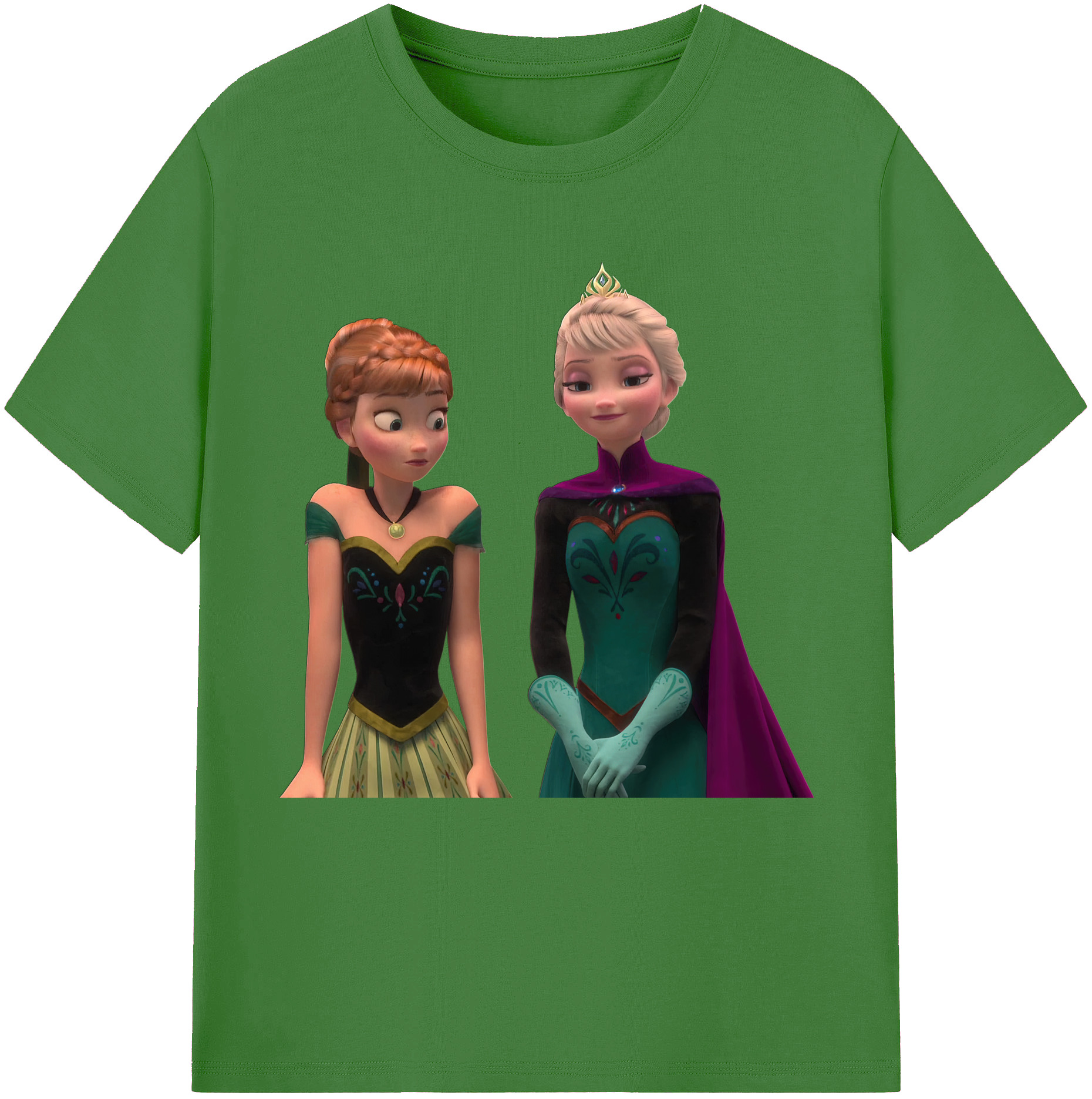 （画像用） アナと雪の女王 アンナ エルサ Frozen Anna Elsa レディースカジュアルプリントTシャツ（綿100％）